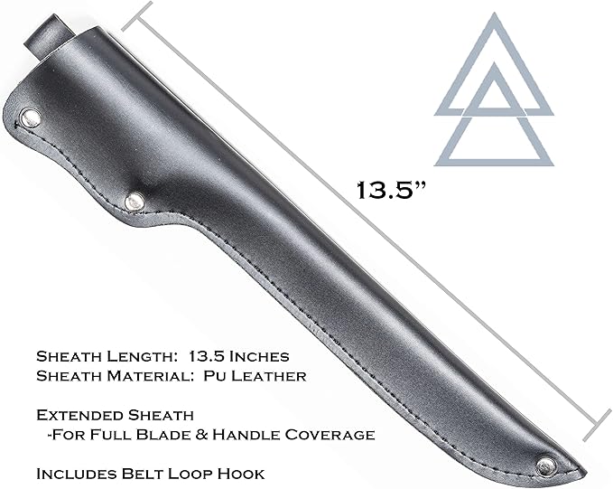 Bushcraft Fillet Knife, 12.25 Inch Fillet Knife for Fish, Fixed Blade Fish Fillet Knife, 440C Hardened Stainless Steel Boning Knife by Kratos - ZF1F