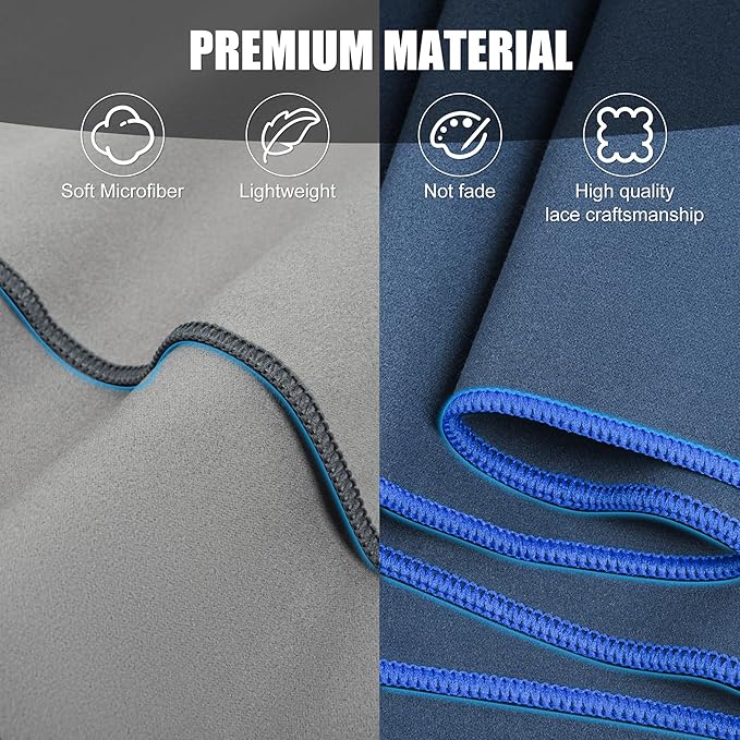 HiiPeak Quick Dry Towel - 2 Pack Microfiber Towels - Travel Towel Super Absorbent & Lightweight for Camping, Beach, Sports, Gym, Backpacking, Hiking and Yoga (NavyBlue & LightGray, 32 * 16" 2pcs)