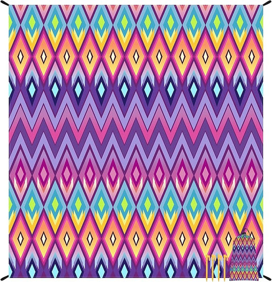 Large Oversized Beach Blanket, Sandproof Waterproof Beach Mat for 4-6 People with 4 Stakes, Polyester Lightweight Picnic Blanket Beach Accessories for Outdoor Travel Camping Hiking