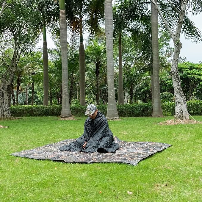 Poncho Liner Military Woobie Blanket Multicam Camo Woobie with Compression Carry Bag for Outdoors Hiking Jungle Hunting Gear