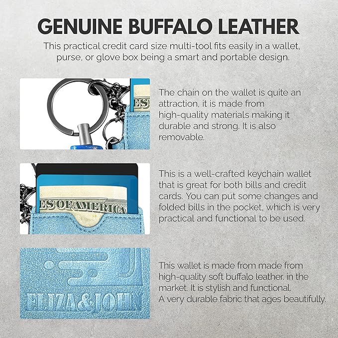 Genuine Leather Keychain and Multitool 3 PC Set by ELIZA&JOHN