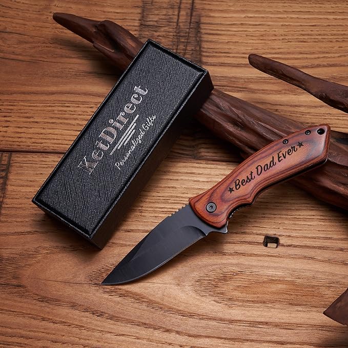 Personalized Engraved Pocket Folding Knife for Dad from Daughter Son - for Birthday Fathers Day Christmas Thanksgiving - Men Unique Camping Fishing Hunting Knives for Him