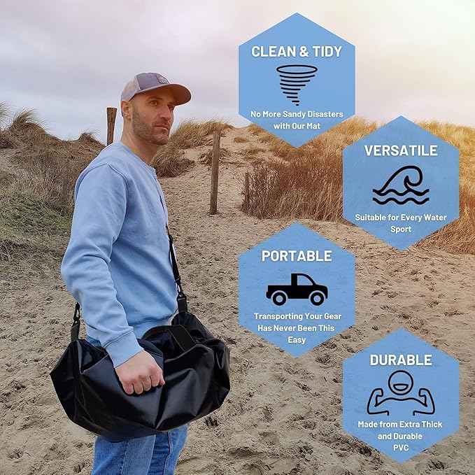 Hang 11 Wetsuit Changing Mat Bag - Surf Changing Mat with Shoulder Strap, Wetsuit Bag Waterproof, Keeps your Wet Suit & Car Clean, Surf Change Gear, Surfing Accessories, Surfing Gifts