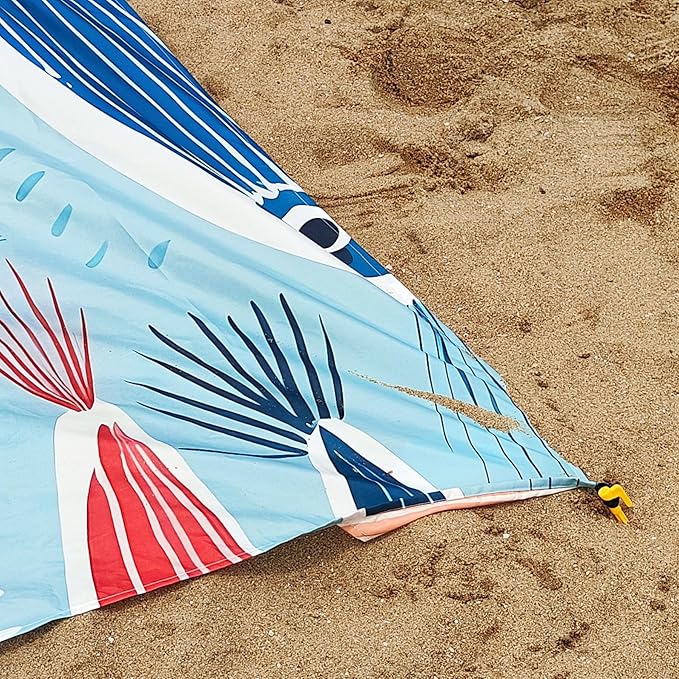Large Beach Blanket Waterproof Sandproof 79"x 83" for 1-4 Adults,Quick Drying Beach Mat,Lightweight & Durable,Beach Essentials for Family Beach Camping Travel Picnic(Small Fish)