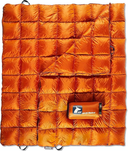 Horizon Hound Down Camping Blanket - Outdoor Travel Blanket | Sustainable Insulated Down | Lightweight & Warm Quilt for Camping, Stadium, Hiking & Festival | Water Resistant, Packable & Compact