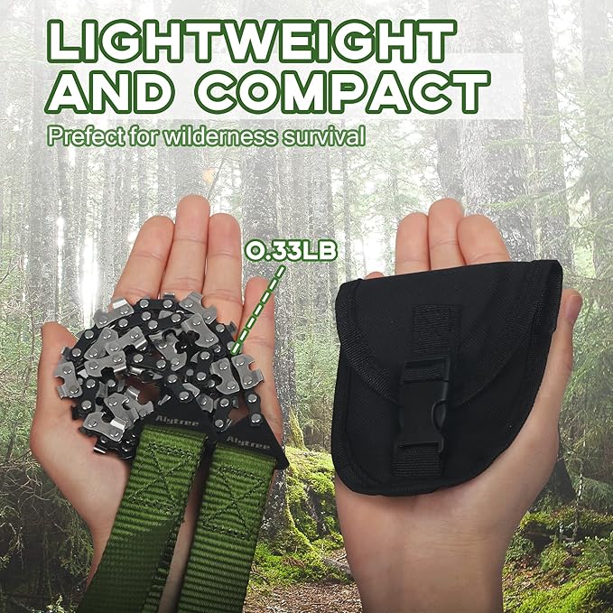 Pocket Chainsaw 36 Inch with Nylon Handle, 48 Sharp Teeth Pocket Chainsaw- 65Mn Heavy Duty Steel Hand Chain Saw, Folding Chainsaw for Survival & Hiking