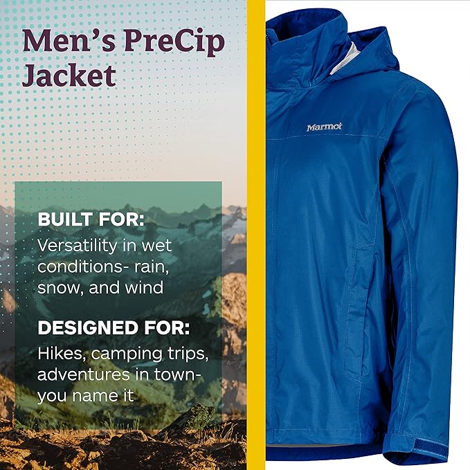MARMOT Men's Precip Eco Waterproof Rain Jacket - 100% Recycled, Breathable, Lightweight, Packable Raincoat