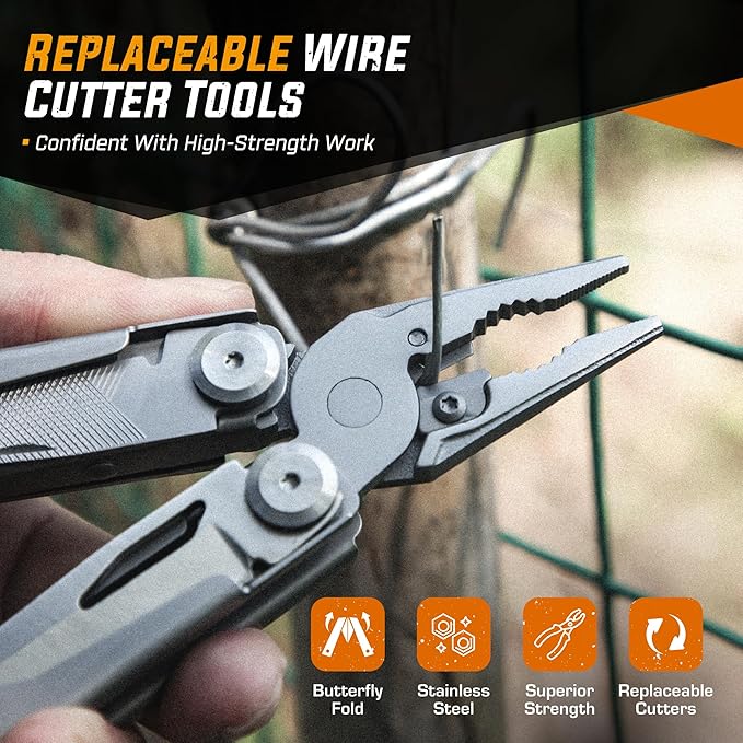 Multitool 20-in-1 Pliers and Knife Set - Ultimate Portable, Multipurpose Gear with Pocket Clip, Nylon Bag, and Safety Lock - Perfect for Home, Outdoor, Camping, Hiking, DIY, and Professional Use