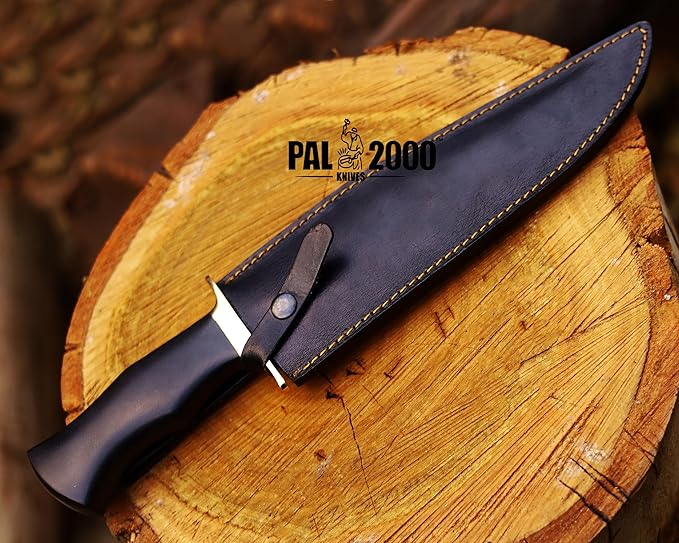 PAL 2000 KNIVES BOW-3157 Custom Handmade D2 Steel Hunting Knife Black Powder Coated Unique Personalized Knife Fixed Blade Tactical Survival Knife with Sheath