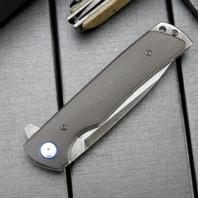 Eafengrow EF973 Folding Knife, D2 Steel Blade Micarta Handle Scale Pocket Knife Folder for Working Camping Hiking EDC Tool Knife(black)