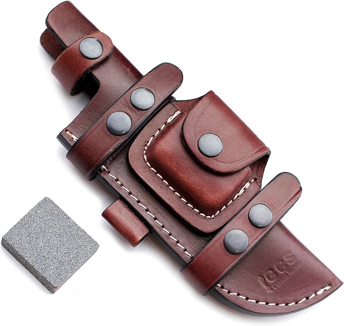 GCS Handmade Brown Leather Sheath Right from Front Vertical - Left from Back Horizontal Knife - GCS 223