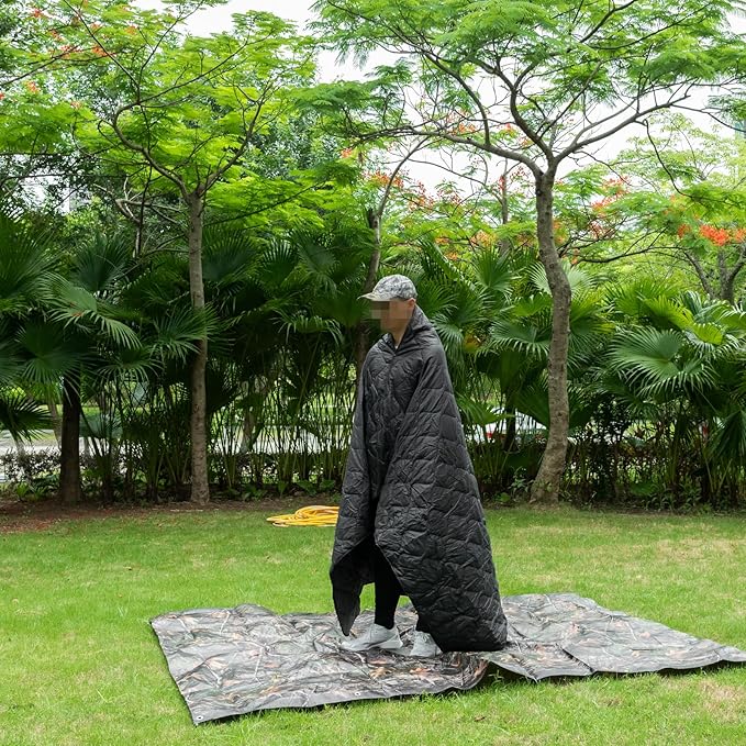 Poncho Liner Military Woobie Blanket Multicam Camo Woobie with Compression Carry Bag for Outdoors Hiking Jungle Hunting Gear