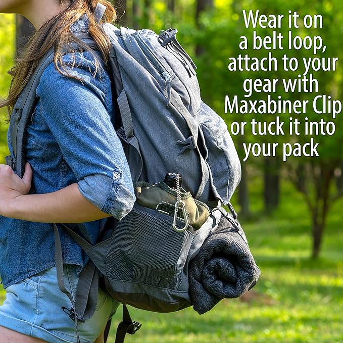 Maxam 32 Ounce Aluminum Military Canteen with Cup & Cover - Stainless Steel Water Bottle for Hiking, Camping, Backpacking