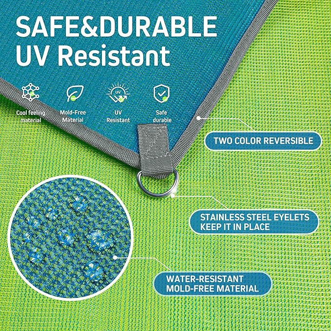 LazBlinds Beach Blanket, Sand-Free Waterproof Extra Large Beach Mat, UV Resistant Sunshade, Reversible Outdoor Picnic Blanket with Travel Bag for Beach Camping Hiking Park Patio (10'x10'/120''×120'')