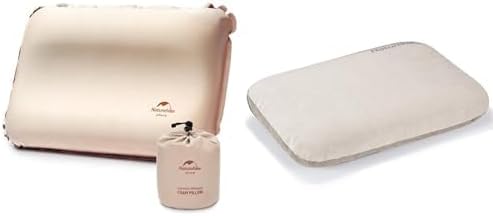 Naturehike Self-Inflating Camping Pillow+ Machine Washable Skin-Friendly Pillow Case, Beige