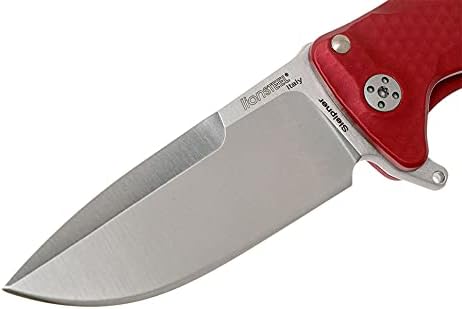 Lion Steel SR22A Sleipner Frame Lock Folding Pocket Knife - Machined Aluminum Handle, IKBS Ball Bearing System, Dual Carry Clip (Red Handle, Satin Blade), one size