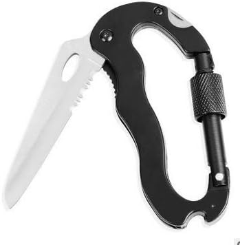 Upgrade 5-in-1 Multi-Function Portable Climbing Tool-Opener, Mini Carabiner, Mountaineering Keychain, Screwdriver, Portable Folding Carabiner Knife (Black)
