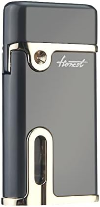 Slim Torch Butane Lighter with Red Flame, Refillable Butane Cigar Lighter, Fuel Visible Window Windproof Lighter for Grill BBQ Camping (Butane NOT Included) (Black)