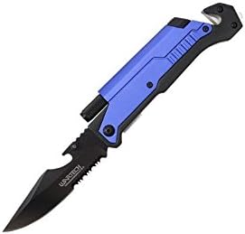 Wartech YC-S-9045-BL Spring Assisted 5 in 1 Pocket Knife, 8.5",Blue