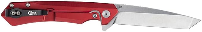 Case XX WR Pocket Knife Kinzua EDC, S35VN Tanto Blade, Red Anodized Aluminum Handle W/Clip #64664 (KINZUA) 4 3/4" Inches Closed