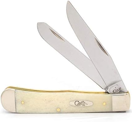 Case XX WR Pocket Knife Natural Smooth Bone Trapper W/Shield Item #1445 - (6254 SS) - Length Closed: 4 1/8 Inches
