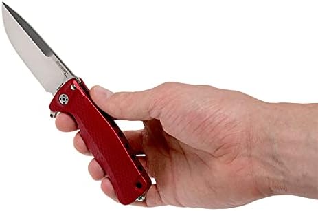 Lion Steel SR22A Sleipner Frame Lock Folding Pocket Knife - Machined Aluminum Handle, IKBS Ball Bearing System, Dual Carry Clip (Red Handle, Satin Blade), one size