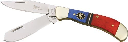 Frost Small Saddlehorn Red/Blu Folding Knife,Stainless Clip and Spey Blade, Red/Blue SW-111RBSB