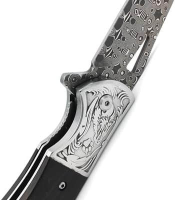 Damascus Folding Pocket Knife，Handmade Forged VG10 Damascus Steel Blade Knife with Wooden Handle，Ideal Gifts for Men Women