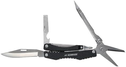 Schrade Delta Class Clench Multi-Tool with 2Cr13 Stainless Steel Components & Handle for EDC, Outdoor Survival