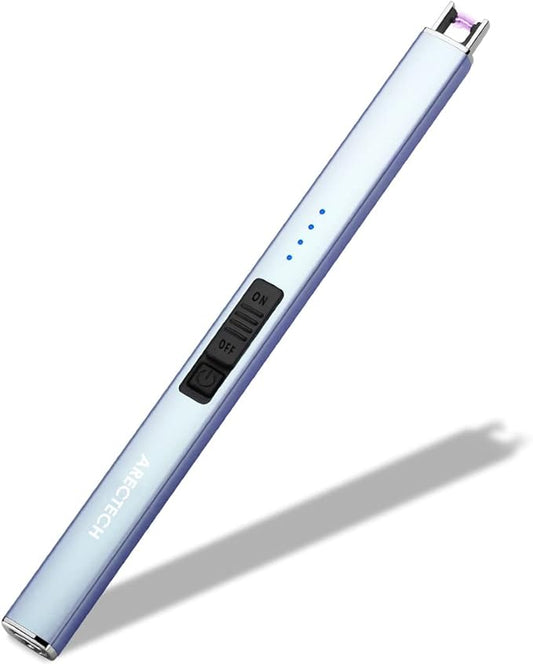 ARECTECH Lighter Electric Lighter Candle Lighter Rechargeable Type-C USB Lighter Plasma Arc Lighters for Candle Camping Kitchen Blue