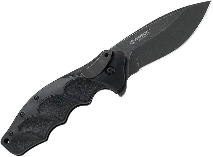 CRKT Foresight EDC Assisted Folding Pocket Knife: Urban Everyday Carry, Black Blade, IKBS Ball Bearing Pivot, Liner Lock, Grooved Glass Reinforced Nylon Handle, Deep Carry Pocket Clip K221KKP
