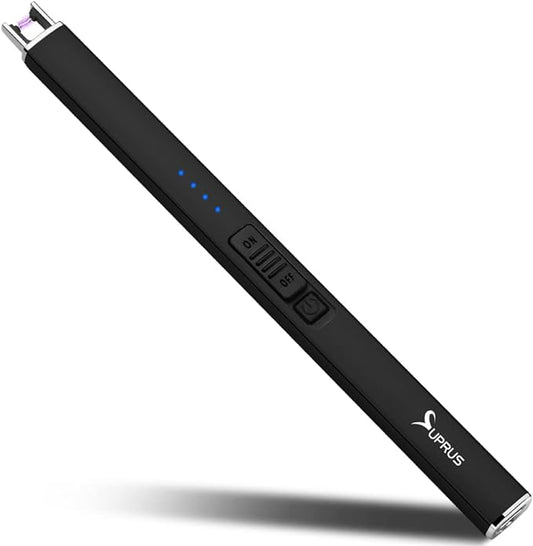 SUPRUS Electric Lighter Arc Windproof Flameless USB Lighter Rechargeable Lighter with Safety Lock for Candle BBQ Camping Black