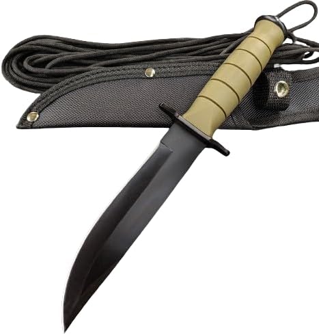 HU 5.5'' Fixed Blade Pocket Knife - Sharp Stainless Steel - Matte Black/Military Green- for Camping, Hiking, Survival, Unboxing package (Military Green)