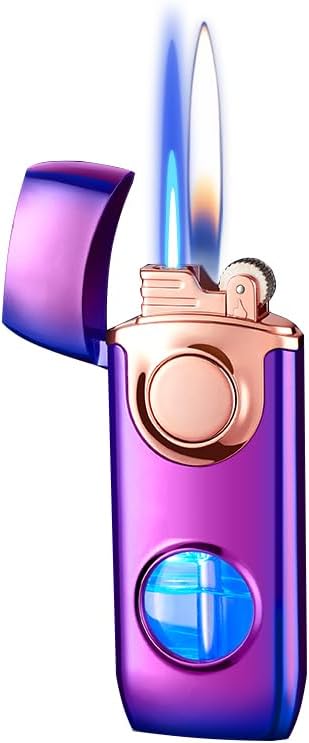 Lighter Jet Torch Lighter Soft Flame Lighter 2 in 1 Windproof Refillable Butane Lighter Good for Cigarette Cigar Candle Camping Hiking (Rainbow)
