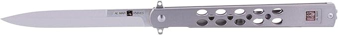 Al Mar Knives Slimline Ultralight 5.0" Blade Titanium Handle Folding Knife, Titanium