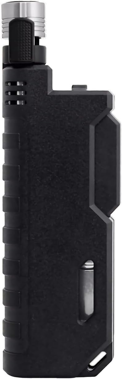 Butane Lighter Long Neck Flame Adjustable Lighter Refillable Multipurpose Windproof Lighters with Safety Lock and Visible Gas Window Lighter for Candle Fireplace Kitchen Camping Outdoor (Black)