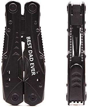 Personalized Gift for Men Dad Husband Son - Multitool Camping Tool Survival Gear, All in One Tools Stainless Steel Sturdy Multitool (BEST DAD EVER -B)