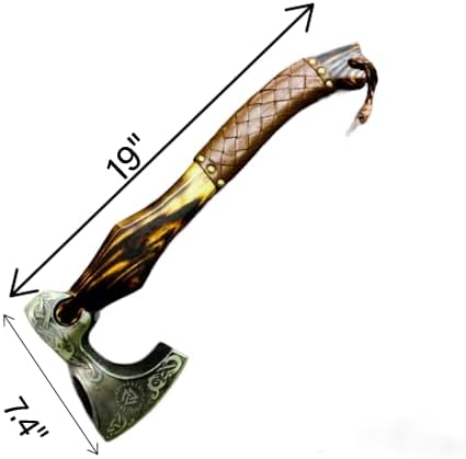 R&S Industries Custom Gift Forged Carbon Steel Viking Axe with Rose Wood Shaft, Viking Bearded Camping Axe, Best Birthday for Him