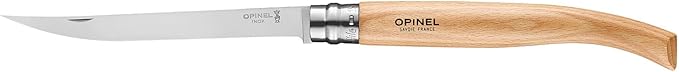 Opinel Effile Slimline Series Folding Fillet Knife – Slim Blade Folding Knife, Virobloc Locking Collar, Sustainably Harvested Wood Handles, Updated Blade Profile (Beechwood/No.15)