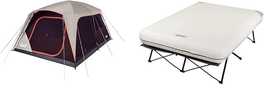 Coleman Skylodge Camping Tent, 8/10/12 Person Weatherproof Family Tent with Convertible Screen Room, Color-Coded Poles, Room Divider, Rainfly, and Storage Pockets, Fits Multiple Queen-Sized Airbeds