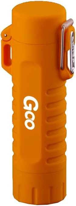 Goo Sticks USB Electric Lighter - Waterproof Plasma Lighter with LED Flashlight - Plasma Rechargable Candle Lighter - Flameless, Windproof Arc Lighter - Hiking & Camping Accessories (Orange)