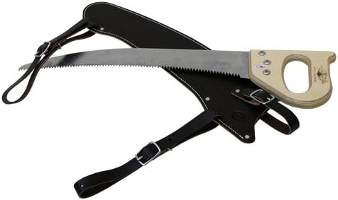 Hand Saw, Fanno Trail Saw with Premium Leather Scabbard & Cut-On-The-Pull Curved Blade for Hunting, Camping, Trail-Riding & Bushcraft; 22.5"
