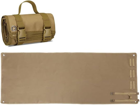 Wind Tour Outdoor Camping Tactical Training Shooting Mat Anti Slip Pad, Waterproof and Moisture-Proof Folding Mat Picnic Blanket Portable with Carry Strap (Khaki)