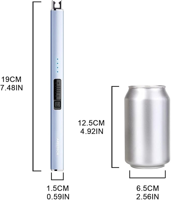 ARECTECH Lighter Electric Lighter Candle Lighter Rechargeable Type-C USB Lighter Plasma Arc Lighters for Candle Camping Kitchen Blue