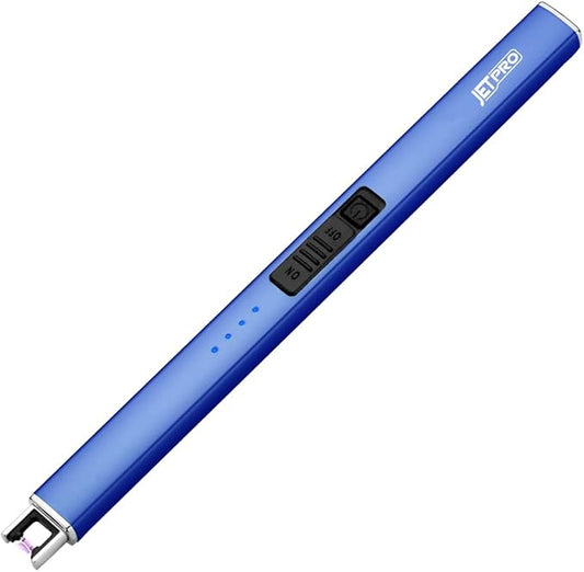 Electric Lighter Arc Windproof Flameless USB Lighter Rechargeable Lighter with Safety Lock for Candle BBQ Camping (Dark Blue)