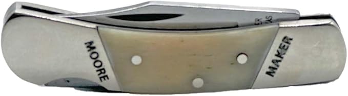 Moore Maker Inc. - 5112LB - Folding Single Blade Lockback Pocketknife - White Bone Handle - 3" Closed