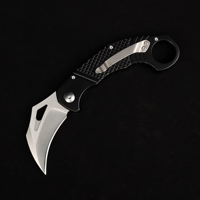 tactical folding claw pocket knife, outdoor survival high carbon stainless steel blade CNC aluminum handle