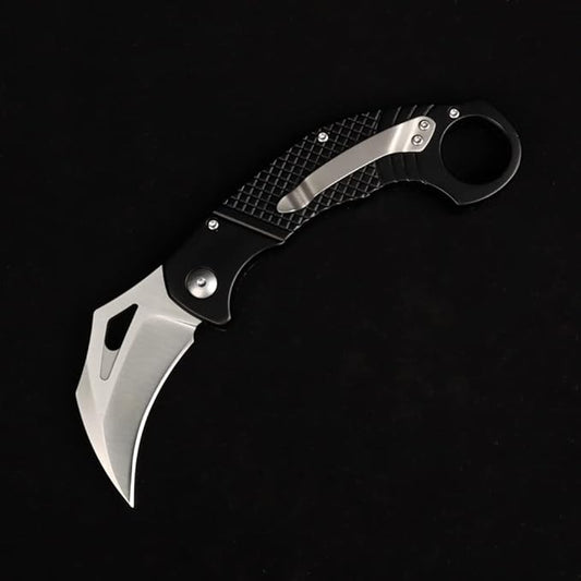 tactical folding claw pocket knife, outdoor survival high carbon stainless steel blade CNC aluminum handle