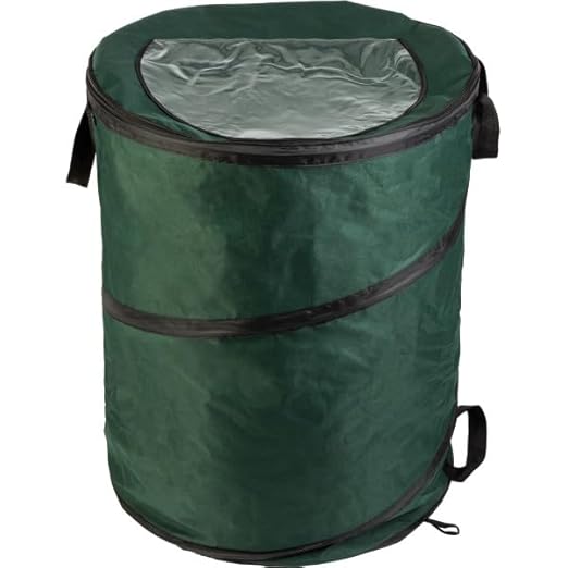 Wakeman Outdoor Trash Can - 46-Gallon Collapsible Garbage Can with 3 Stakes - Pop Up Trash Can for Camping, Storage, or Yard Waste Outdoors (Green)