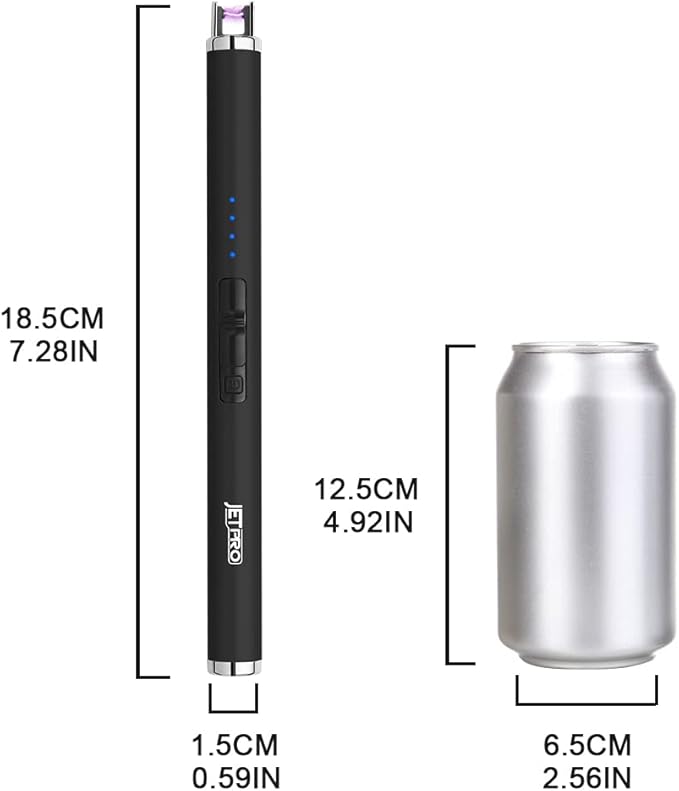 USB Rechargeable Candle Lighter Electronic Arc Lighter Windproof Flameless with Safety Button for Camping Cooking BBQ (Black)